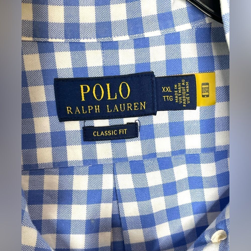 Polo Ralph Lauren Classic Fit Gingham Shirt Button-Down Long Sleeve Blue XXL - Picture 5 of 8
